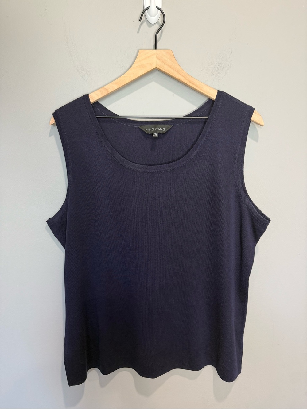 Ming Wang Navy Knit Tank Top Sleeveless Shell Size 0X Career Classic